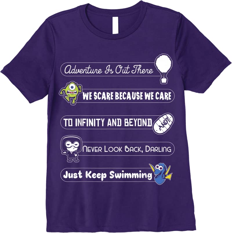 Perfect Disney Pixar Iconic Motivational Character Quotes T Shirts ...