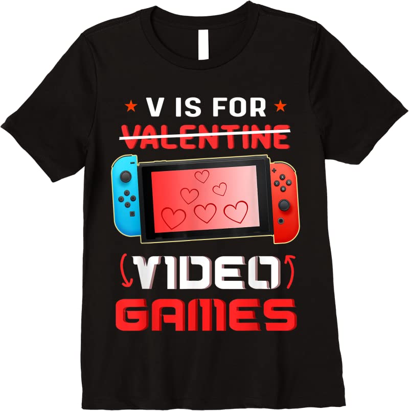 Best Valentines Day Boys Kids Son V Is For Video Games Gamer T Shirts ...