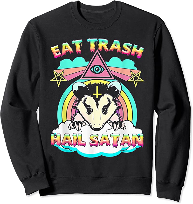Get Eat Trash Hail Satan Raccoon Pentagram Satanic Garbage Gang T ...