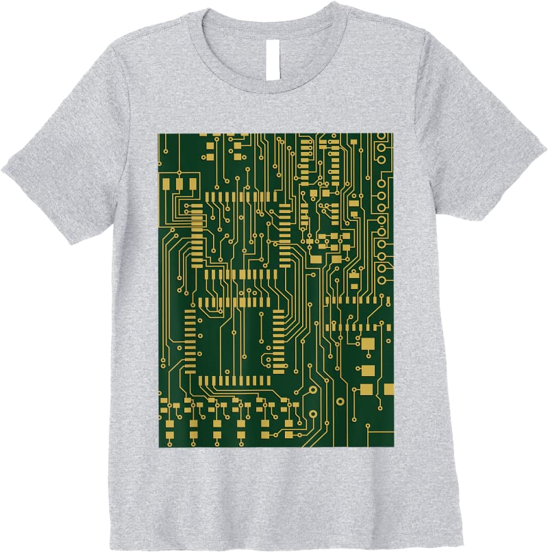 Jersey Computer Circuit Board Electronics Tech T Shirts Sport Grey