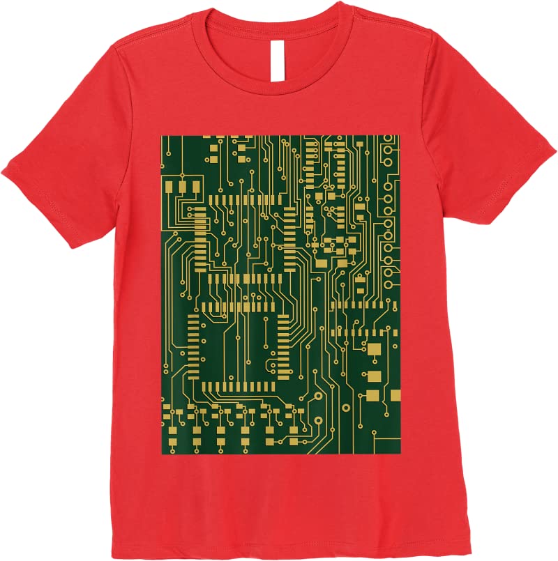 Jersey Computer Circuit Board Electronics Tech T Shirts Red