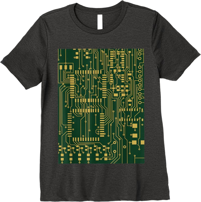 Jersey Computer Circuit Board Electronics Tech T Shirts Dark Heather