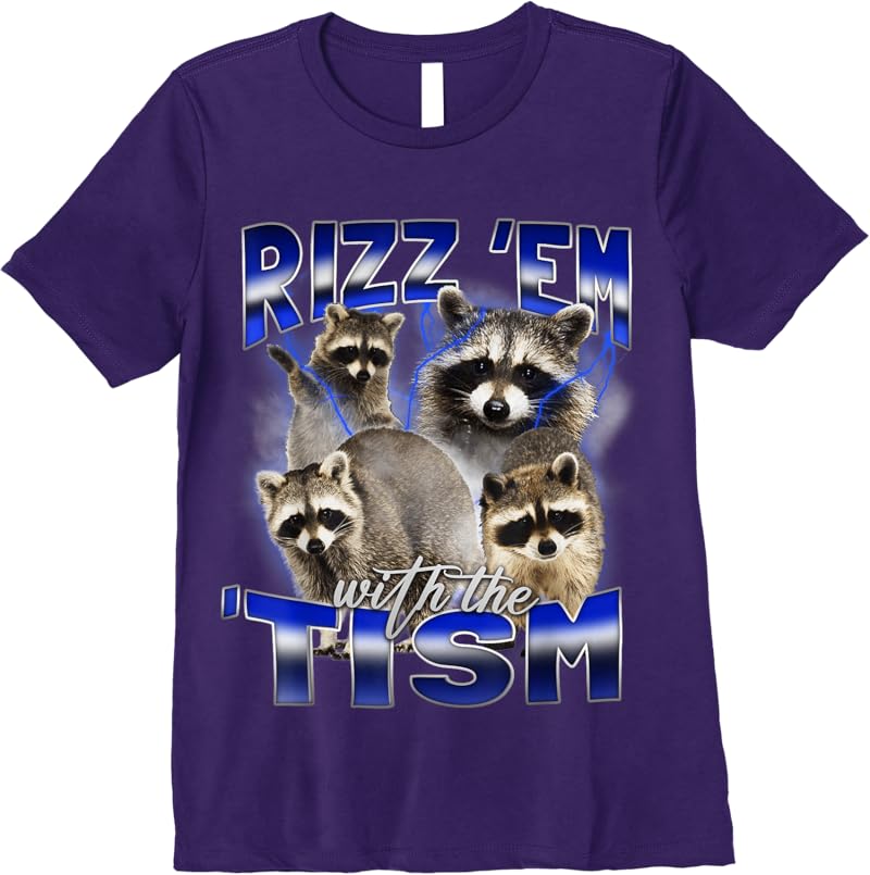 Rizz Em With The Tism Meme Autistic Racoon Funny Autism T-Shirt - Tees ...