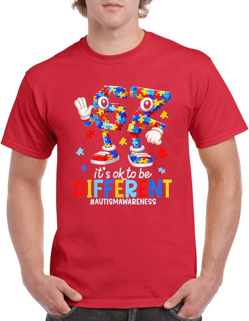 67 Autism Awareness Six Seven Boys Its Ok To Be Different T-Shirt ...