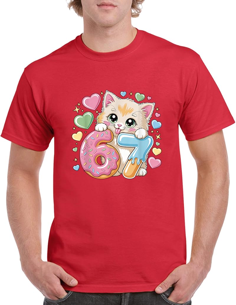 67 Cat Ice Cream Drip Cool Meme 67 Funny Six Seven Humor T-Shirt - Tees ...