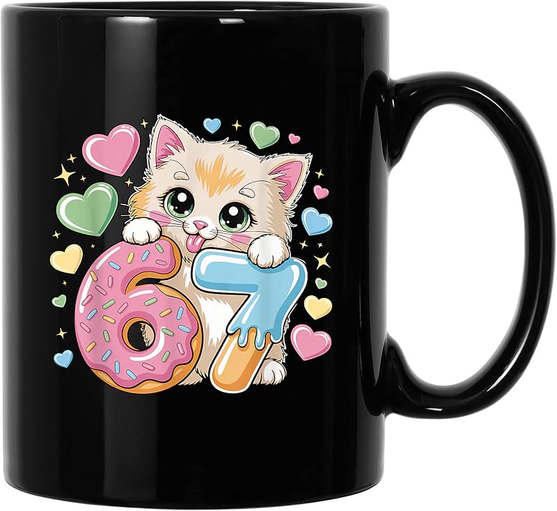 67 Cat Ice Cream Drip Cool Meme 67 Funny Six Seven Humor T-Shirt - Tees ...