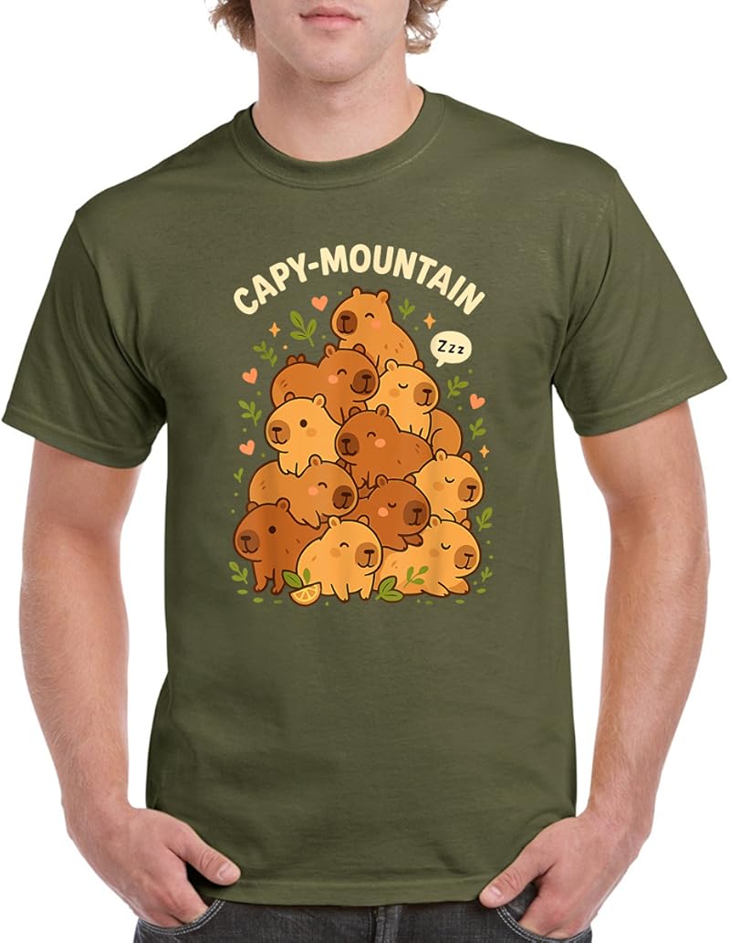 Cozy Capy-Mountain Cute Capybara Lovers Shirt T-Shirt - Tees.Design