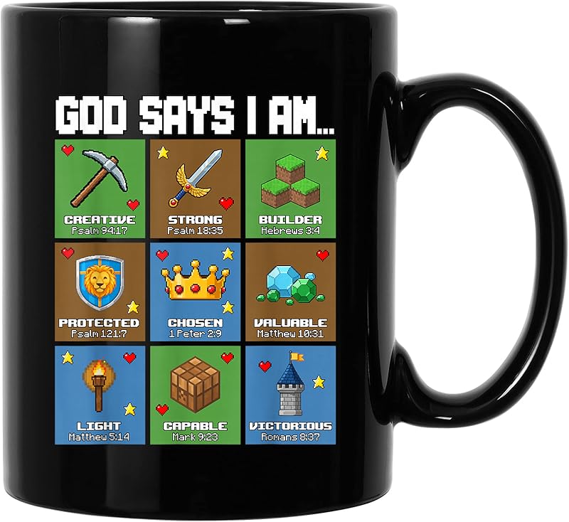 God Says I Am Bible Verses Pixel Art Christian Gamer T-Shirt - Tees.Design