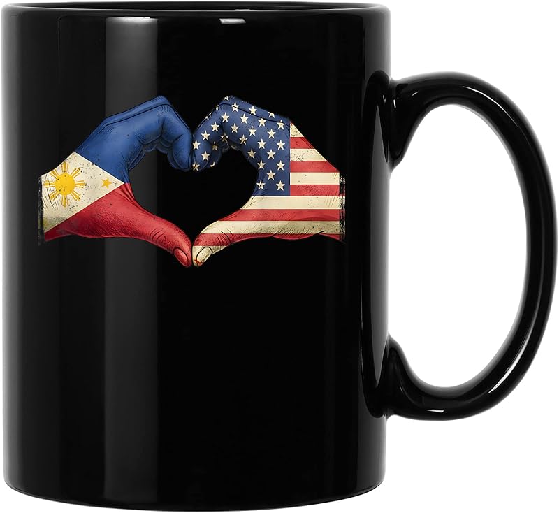 Philippines USA Flag Heart Hands Vintage Unity Culture Art T-Shirt ...