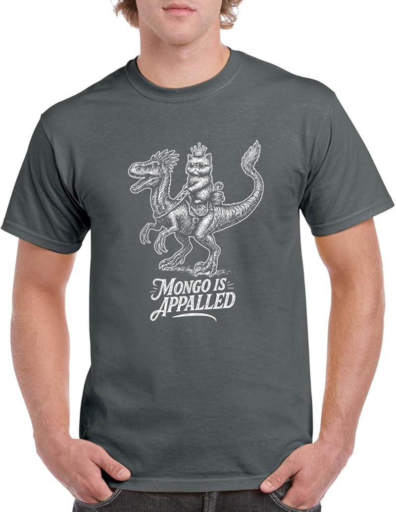 Giant Princess Riding Mongo Retro Mongo Is Appalled Princess Cat Riding Dinosaur Womens T-Shirt ...