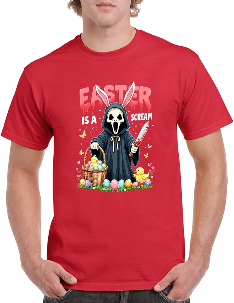 Spooky Easter is A Scream Gothic Bunny Design T-Shirt Red