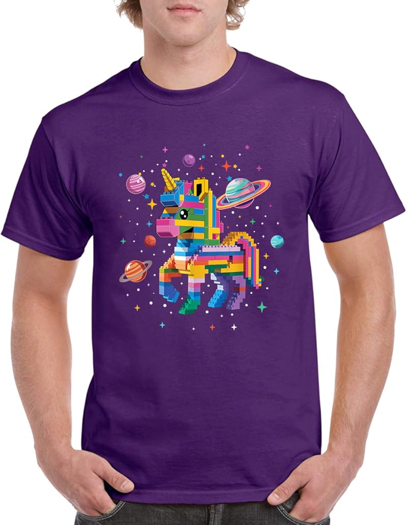 Unicorn Brick Master Builder Block Building Brick Builder T-Shirt Purple
