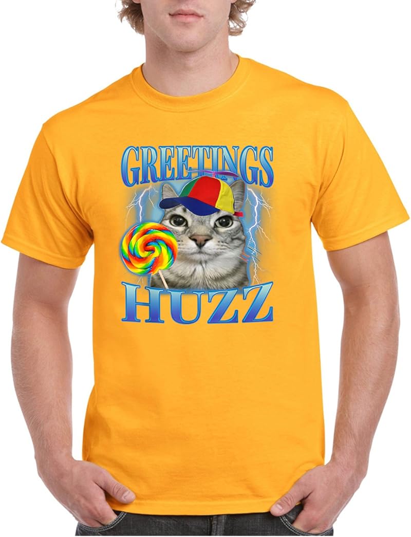 Lollipop Cat Meme Greetings Huzz Funny Silly Cats Brainrot T-Shirt ...