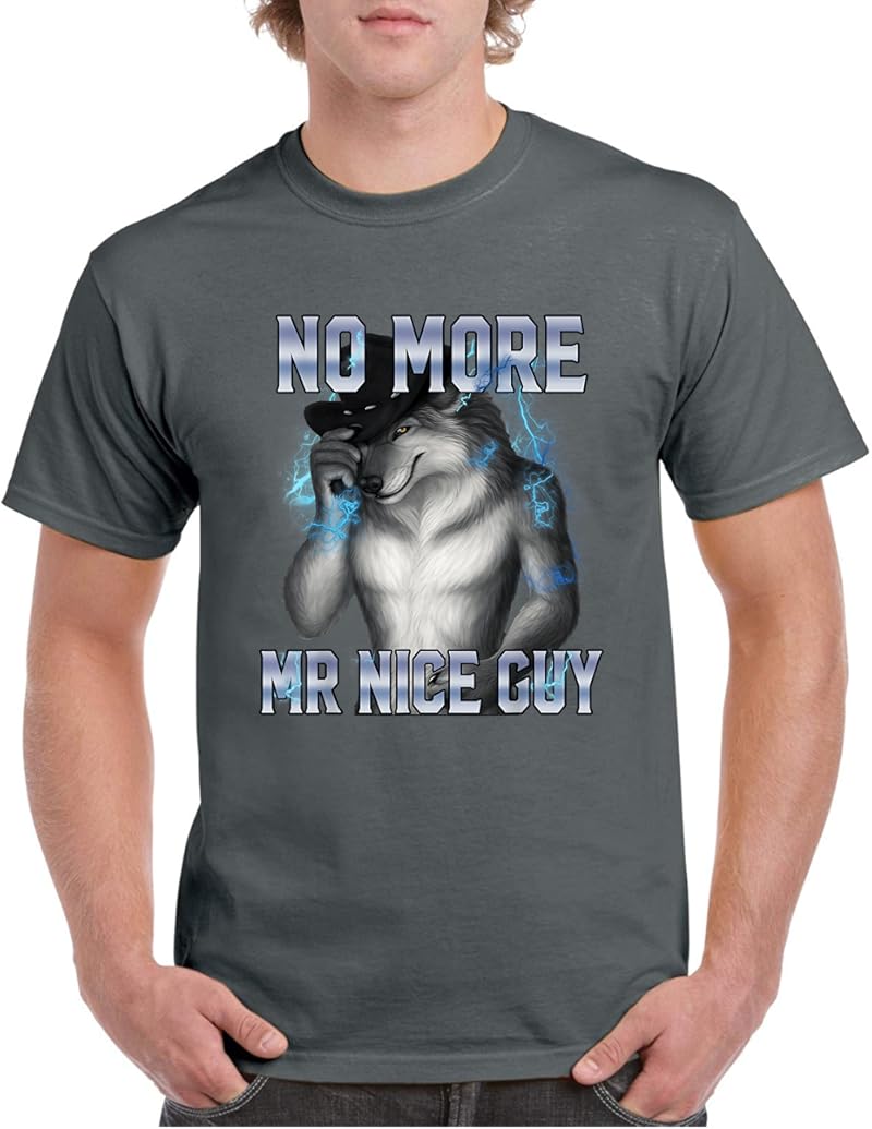 Unhinged Brain No More Mr Nice Guy Funny Alpha Wolf Meme Unhinged Brainrot T-Shirt ...