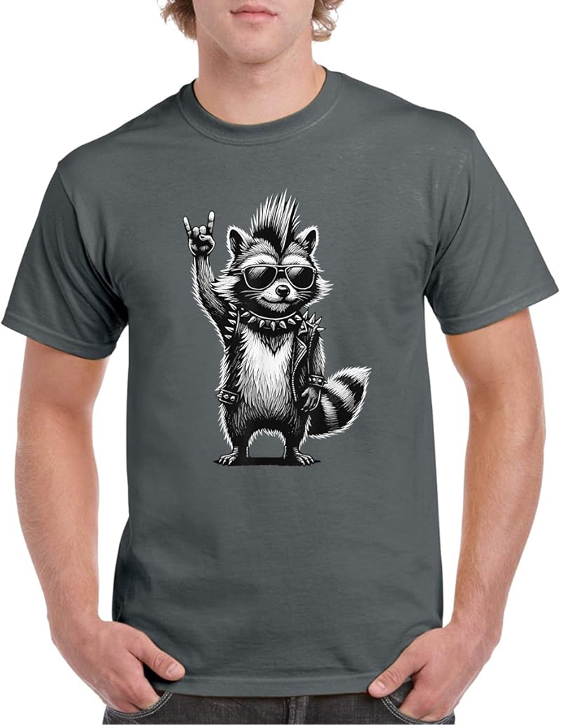 Raccoon Punk Rock Music T-Shirt - Tees.Design