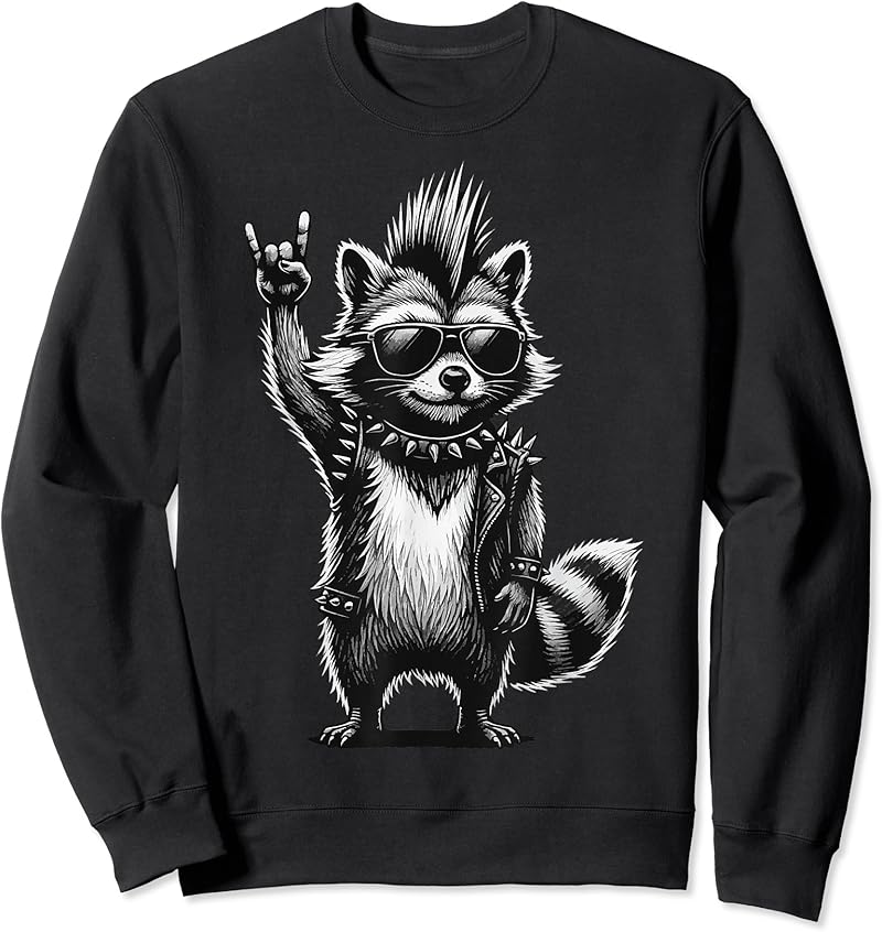 Raccoon Punk Rock Music T-Shirt - Tees.Design