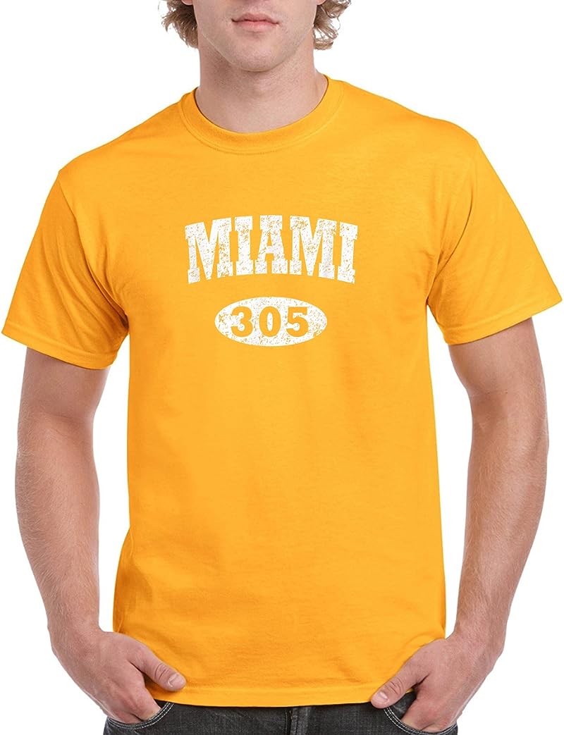 Miami Vintage Florida Area Code 305 Tee T Shirts Gold