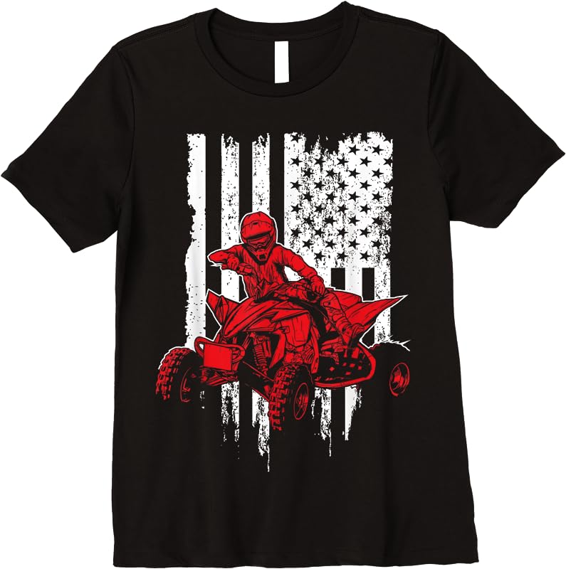 Vintage ATV 4 Wheeler American Flag T-Shirts - Perfect for Off-Road ...