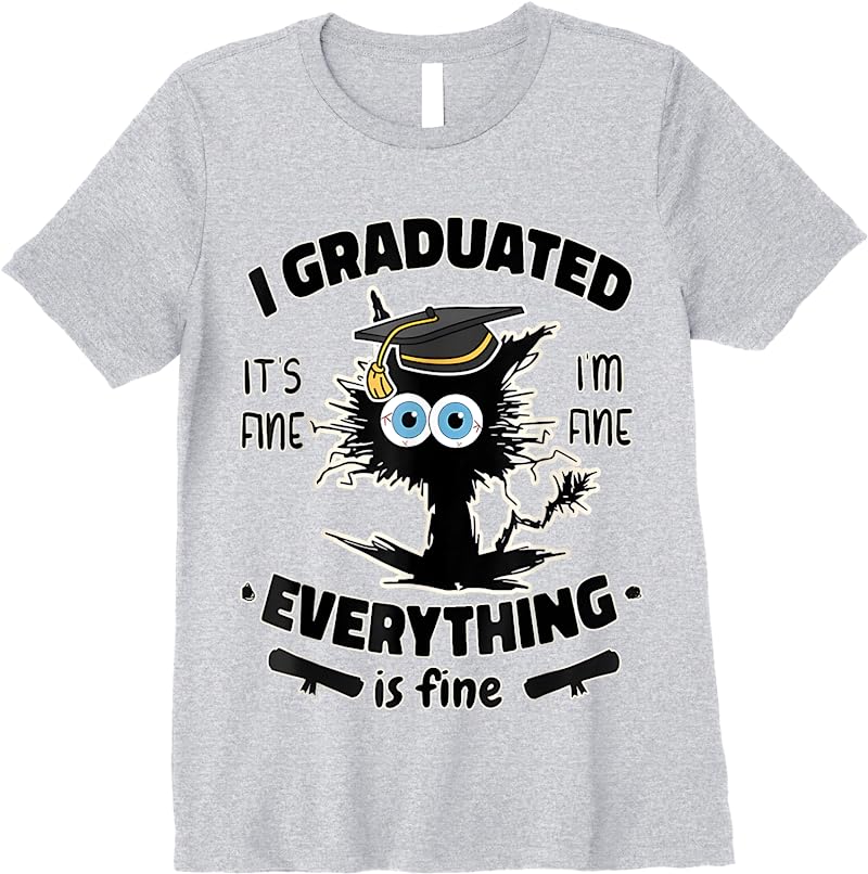I Graduated Class 2023 Funny Black Cat Graduation T Shirts - Tees.Design
