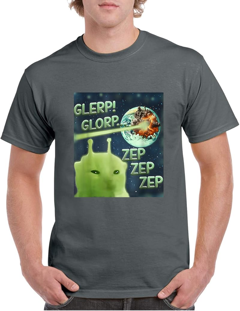 Glerp Glorp Funny Alien Cat Meme Brainrot Tee Costume T-Shirt - Tees.Design