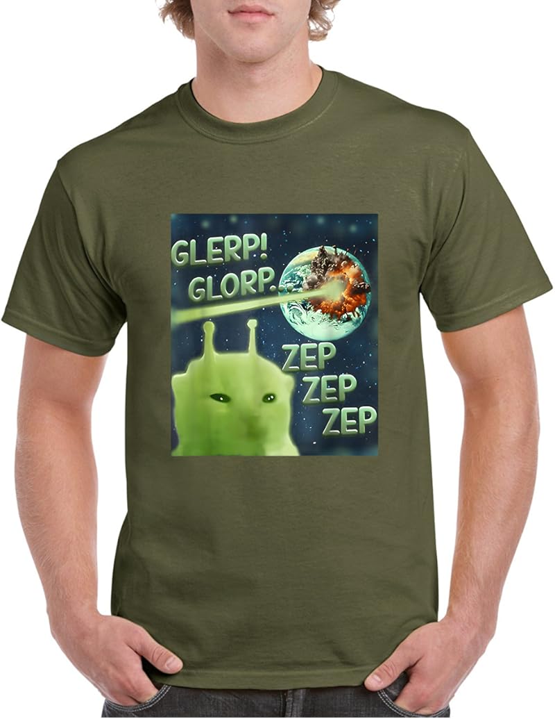 Glerp Glorp Funny Alien Cat Meme Brainrot Tee Costume T-Shirt - Tees.Design