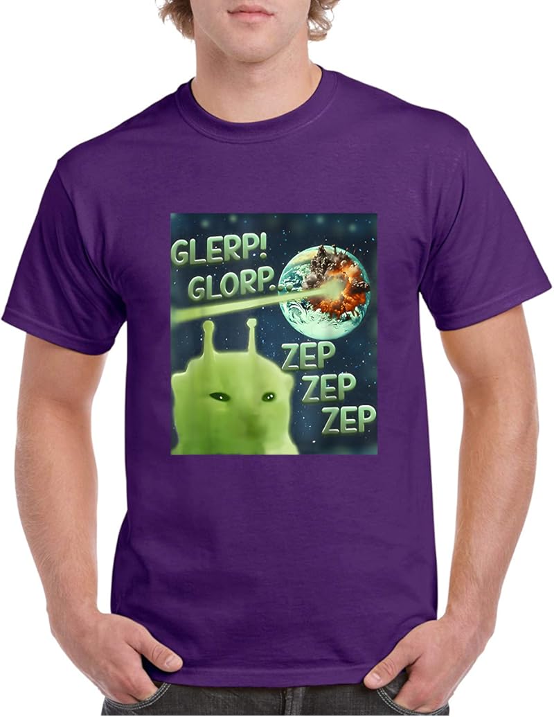 Glerp Glorp Funny Alien Cat Meme Brainrot Tee Costume T-Shirt - Tees.Design