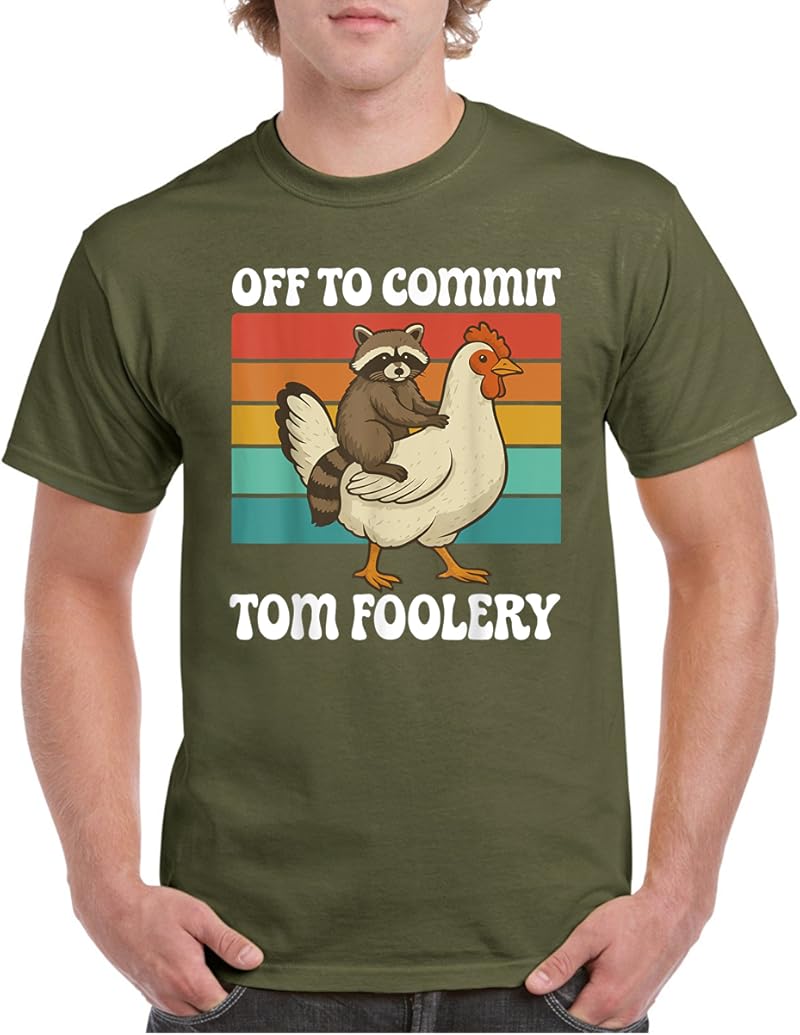 Off To Commit Tom Foolery Raccoon T-Shirt Dark Heather