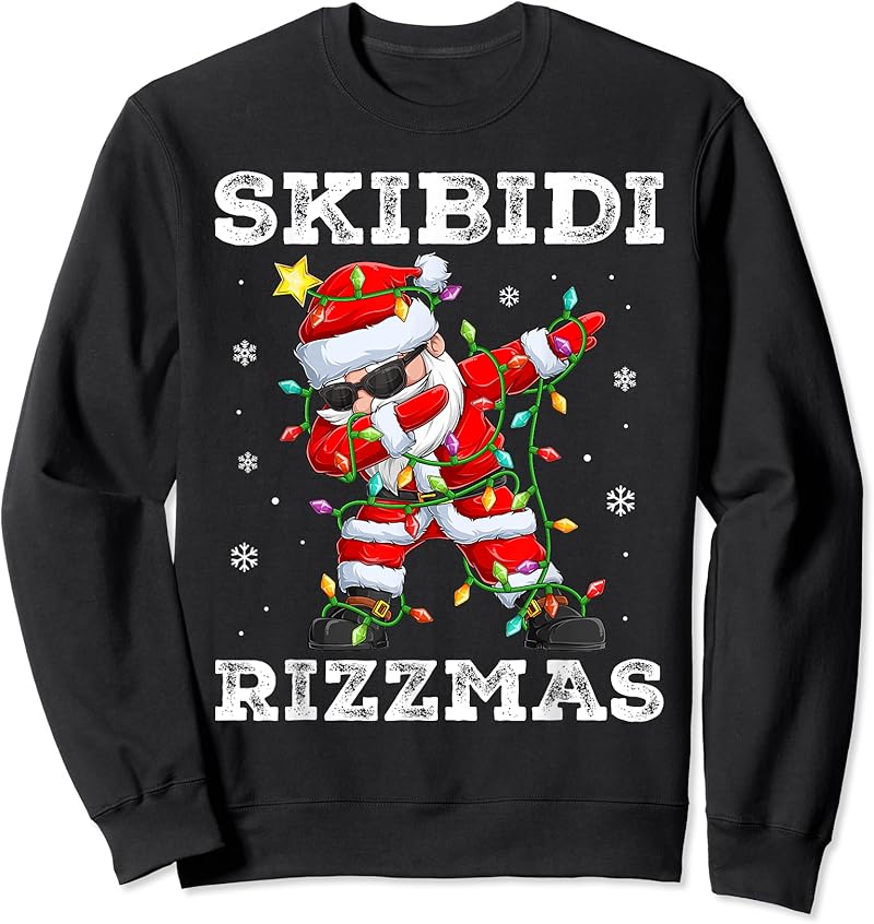 Rizz Christmas Santa Funny Xmas Gen Alpha Skibidi Rizzmas T-Shirt ...