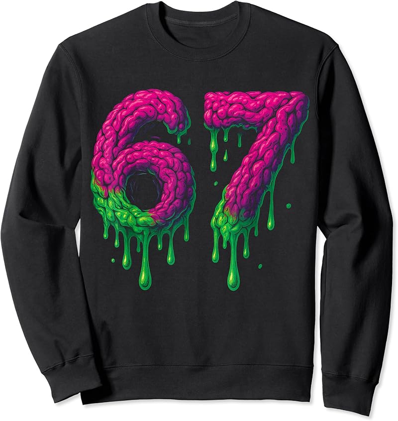 67 Six Seven 6-7 Toxic Brain Drip - Funny Kids Brainrot Meme T-Shirt ...