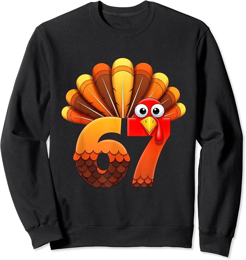 67 Thanksgiving Funny Turkey Costume Six Seven Meme Fall T-Shirt - Tees ...