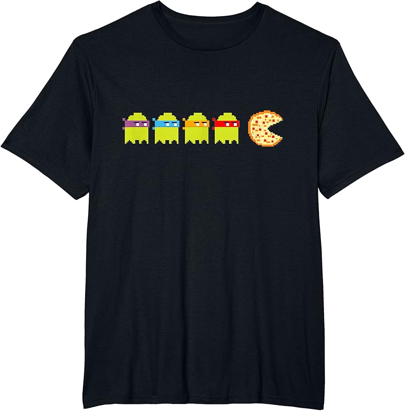 8-Bit Vintage Ghost Turtle Chasing Pizza Retro Arcade Game T-Shirt