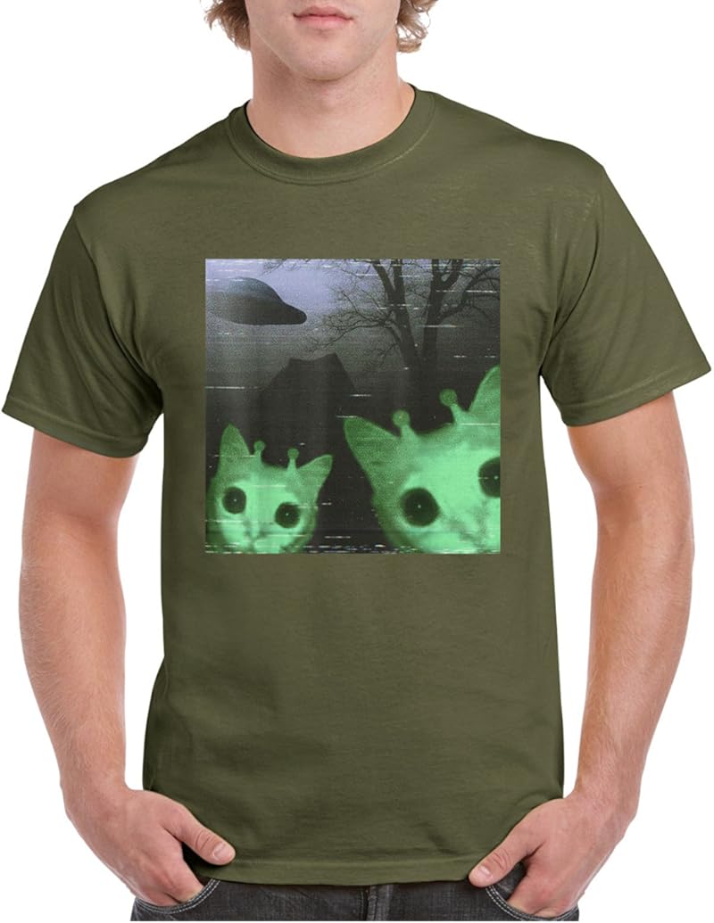 Alien Cats Ufo Funny Creepy Cat Meme Gifts For Men Women Kid T-Shirt ...