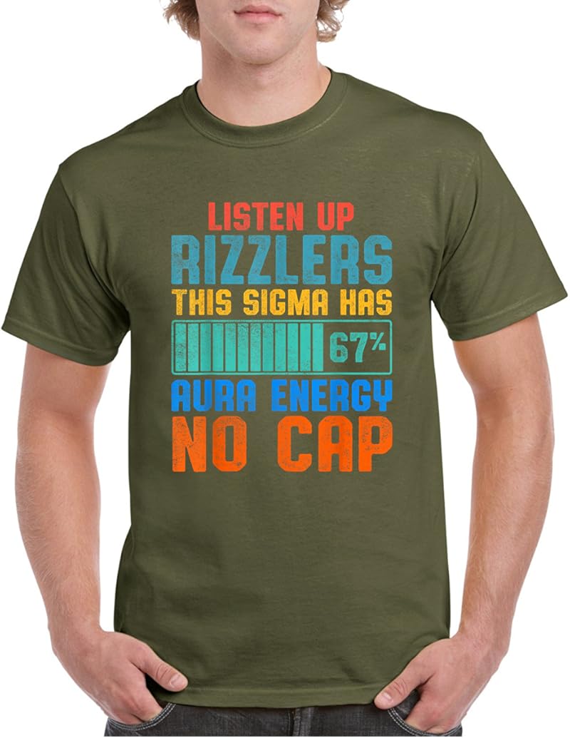 Listenup Rizzlers Listen Up Rizzlers This Sigma Has 67 Aura Meme Energy T-Shirt - Tees.Design