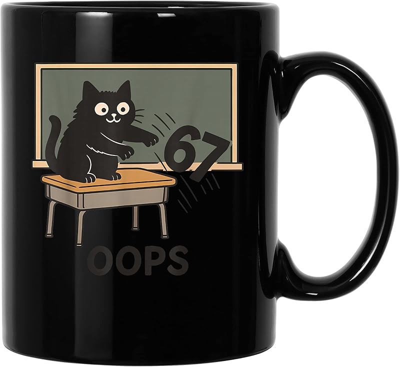Oops Funny Anti 67 Teacher Six Seven Cute Cat Teacher T-Shirt - Tees.Design