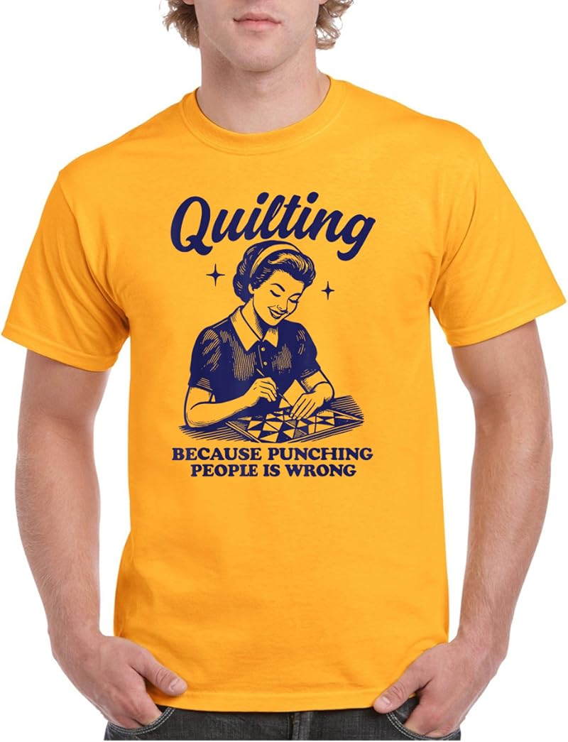 Quilting Because Punching People Is Wrong T-Shirt Orange