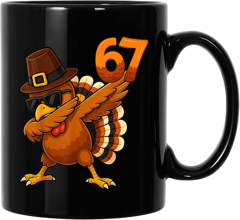 Six Seven 67 Thanksgiving Meme Funny Thankful Turkey Dabbing T-Shirt ...