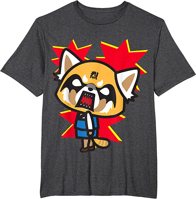 Deal Aggretsuko Rage Face T Shirts Dark Heather