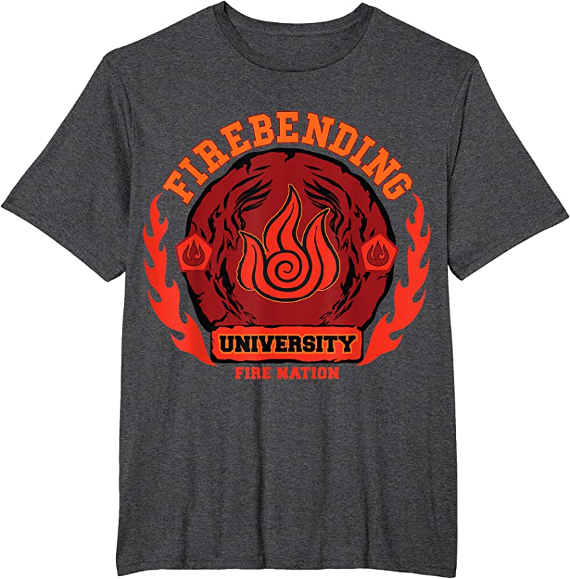 Find Fire Bending University Logo Fire Nation T Shirts Dark Heather