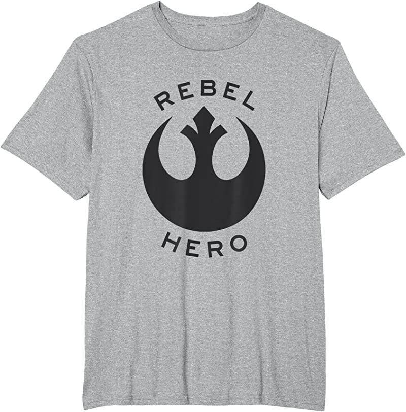 Get Amazon Essentials Star Wars Black Rebel Hero Logo Graphic T Shirts Sport Grey