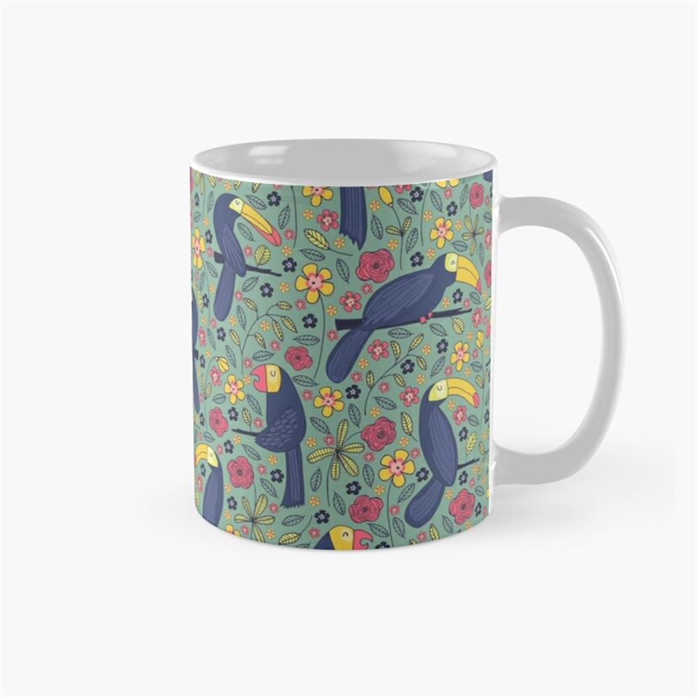 Pattern 83 - Toucans And Parrots Tropical Dream Coffee Mug 11oz 15oz Pattern 83 - Toucans And Parrots Tropical Dream Coffee Mug 11oz 15oz
